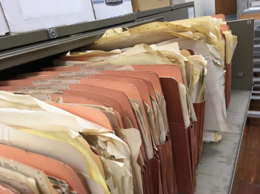 Folders full of Scotty MacNeish's Tehuacan survey records from the 1960s