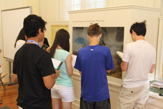 Image of students looking at the Pawtucket diorama
