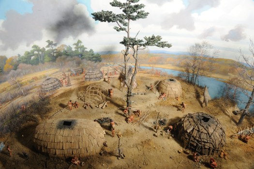Image of the Peabody's Pawtucket village diorama circa 500 years ago.