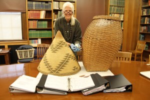Catherine Hunter with some of the Peabody's baskets