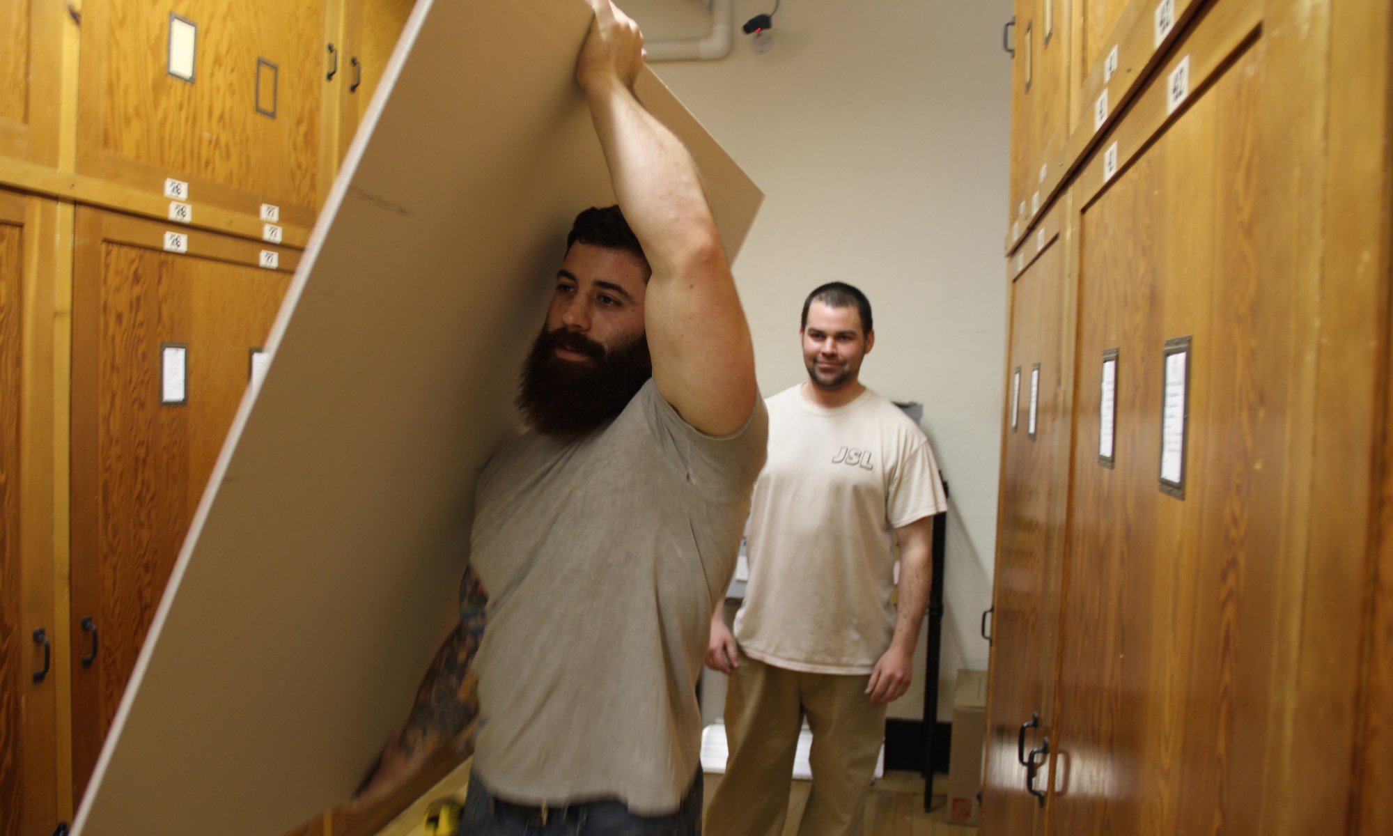 Contractors carrying in drywall