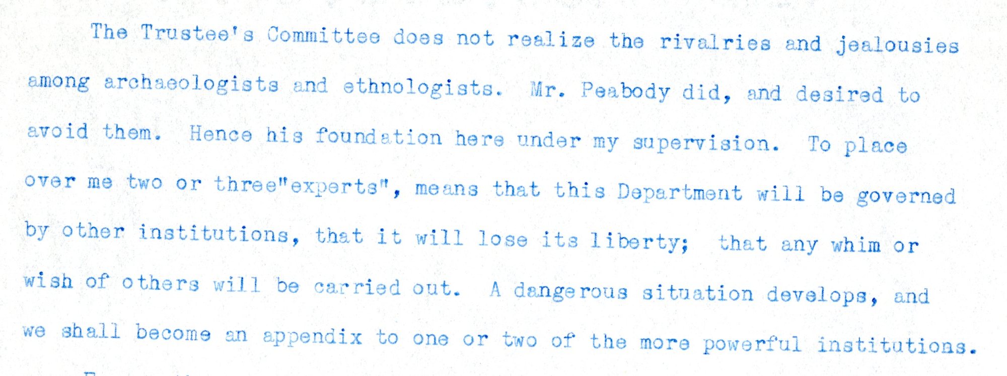 Warren Moorehead complains about a special advisory committee in a letter to the Headmaster.
