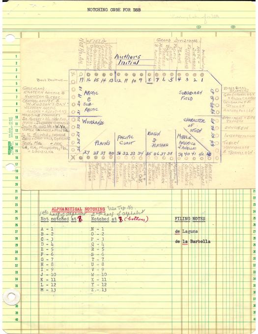 Mockup of radiocarbon dates punch cards