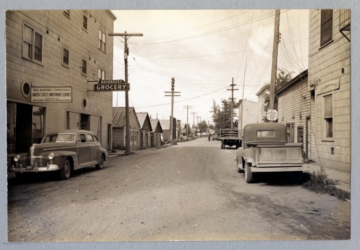 L-28-28. Fairbanks, Alaska. Snapshots of Chena Slough, streets and houses. 7/30/44