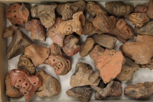 Image of pottery adornos--many depicting animals--from Puerto Rico. M. Eugene Verges Collection, Robert S. Peabody Institute of Archaeology.