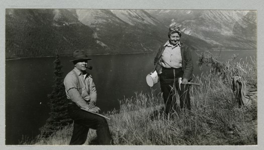 Lucy and Hugh Raup on the southeast slope of Big Arm, Kluane Lake, Andover-Harvard Yukon Expedition 1944. Photograph by J.H.H. Sticht.