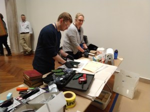 Triaging damaged books from the disaster scenario.