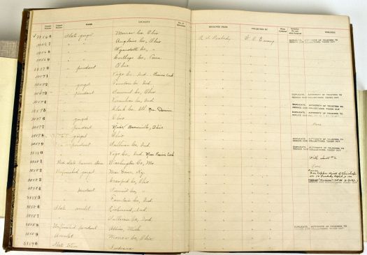 example accession ledger page